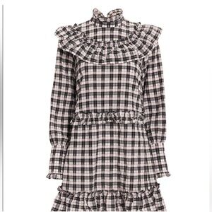 knee length dresses for ladies GANNI Women's Stripe Cotton Mini Wrap Dress  Saint Bernard